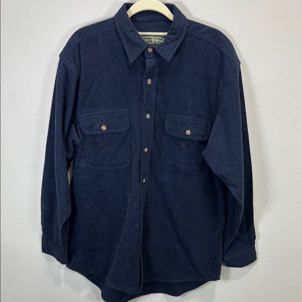 Field & Stream cotton Blue Casual Button Down Shirt shaket  heavyweight‎